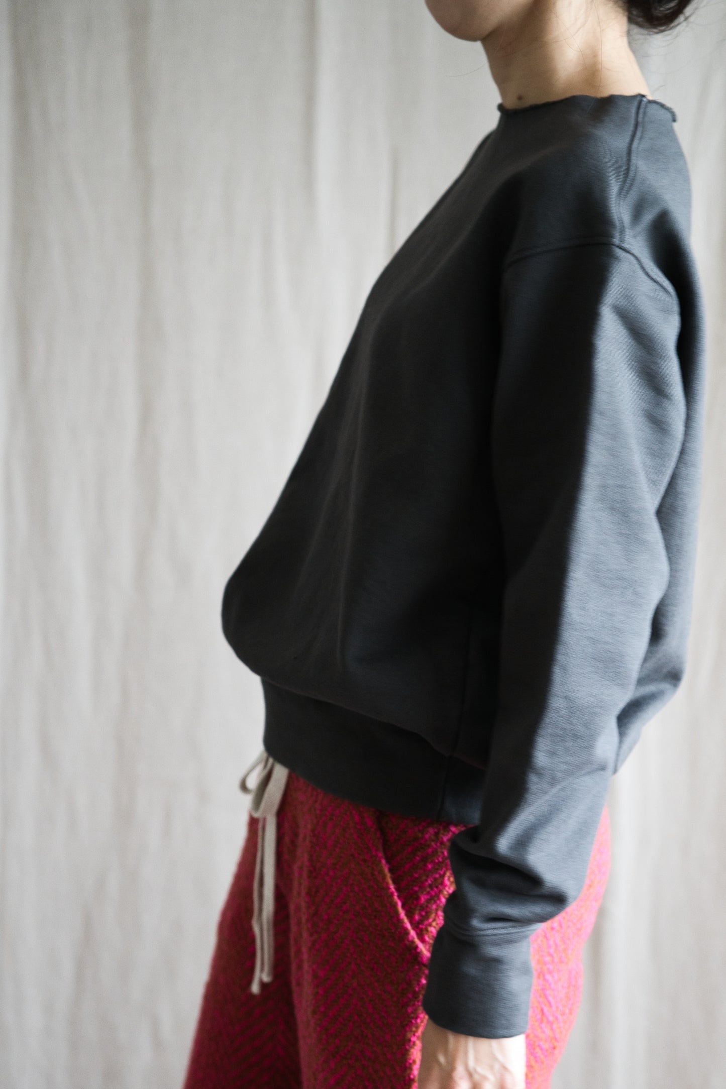 シルキーコットンクルースウェット/Silky Cotton Crew Sweatshirt/Khaki Gray