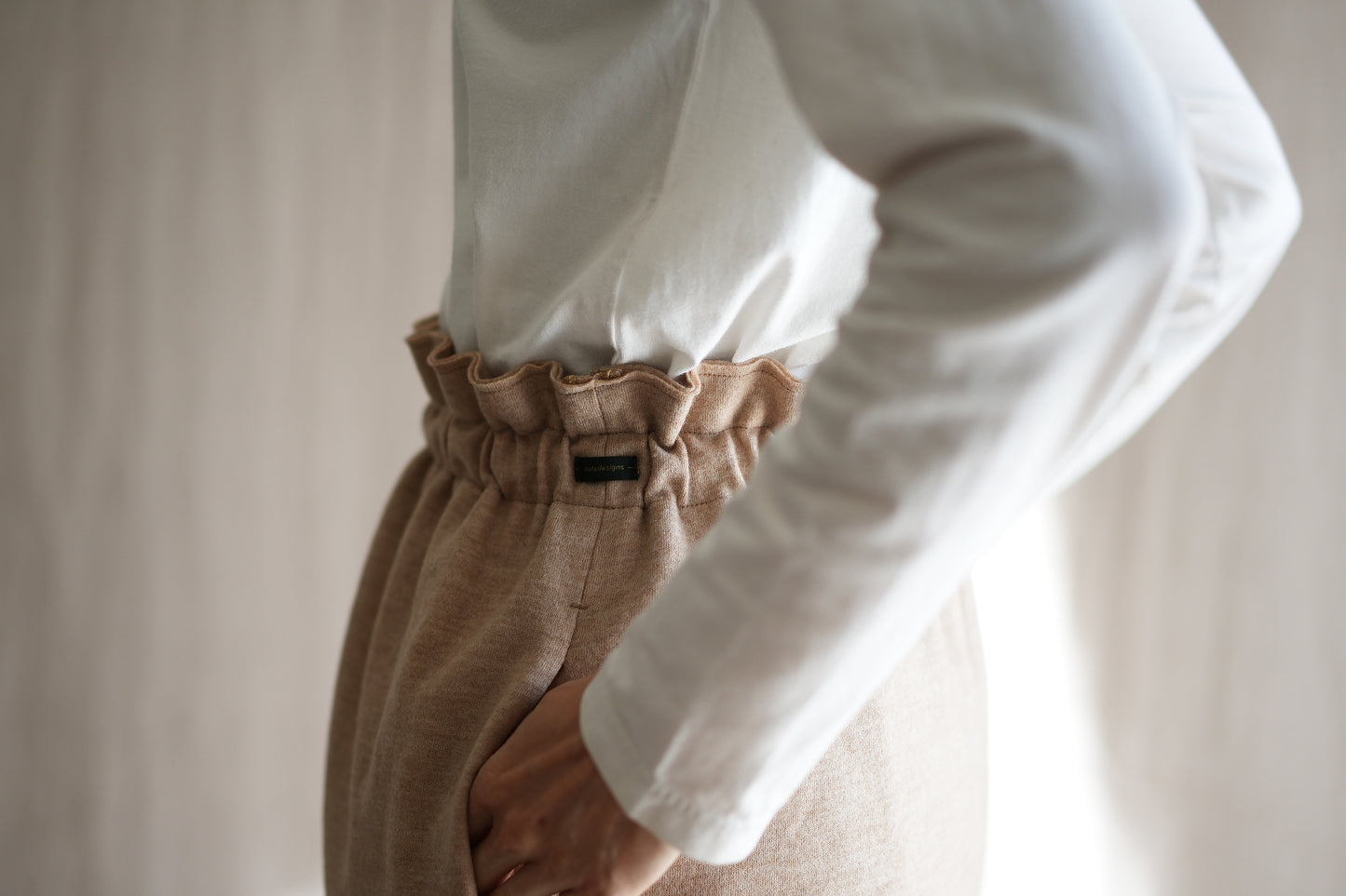 縮絨ウールストレートスカート/Milled Wool Straight Skirt/Heather Beige
