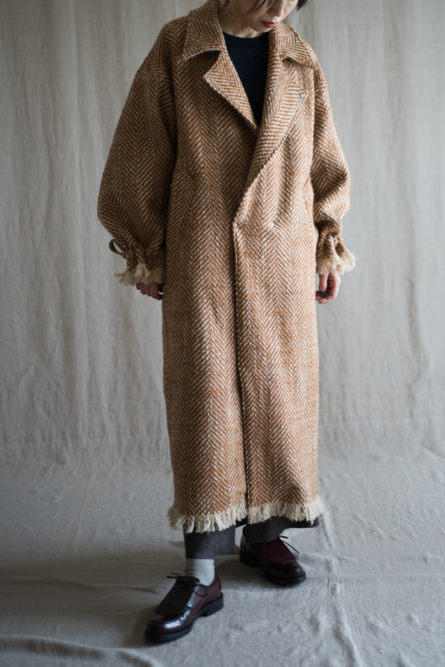 ロービングウールチェスターコート/Roving Wool Chester Coat/Gold Brown