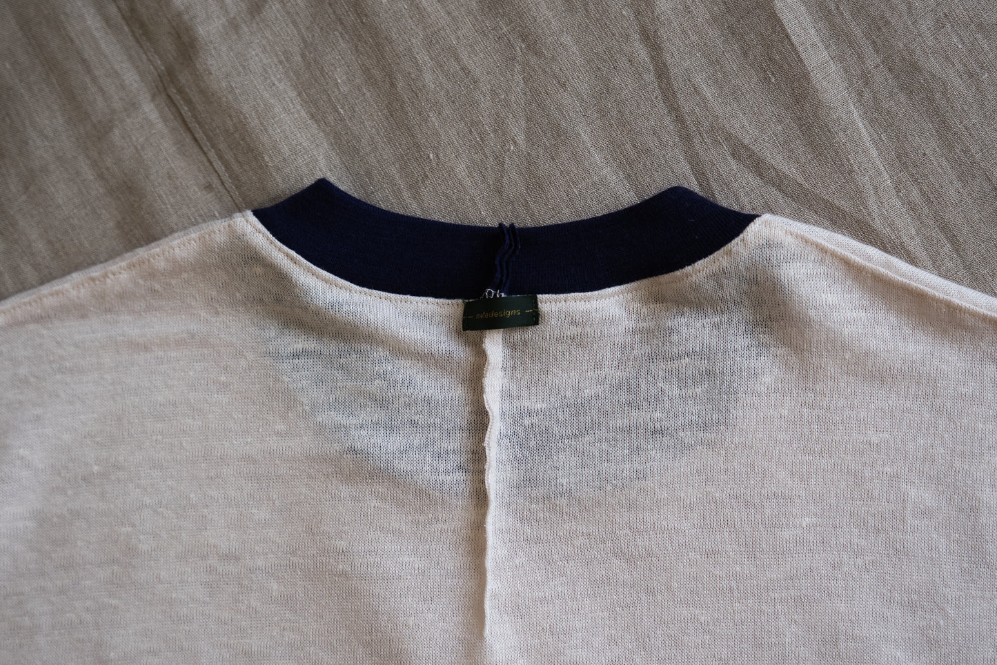 アイリッシュリネンリンガーT/Irish Linen Ringer T/Pinkish White - Purple