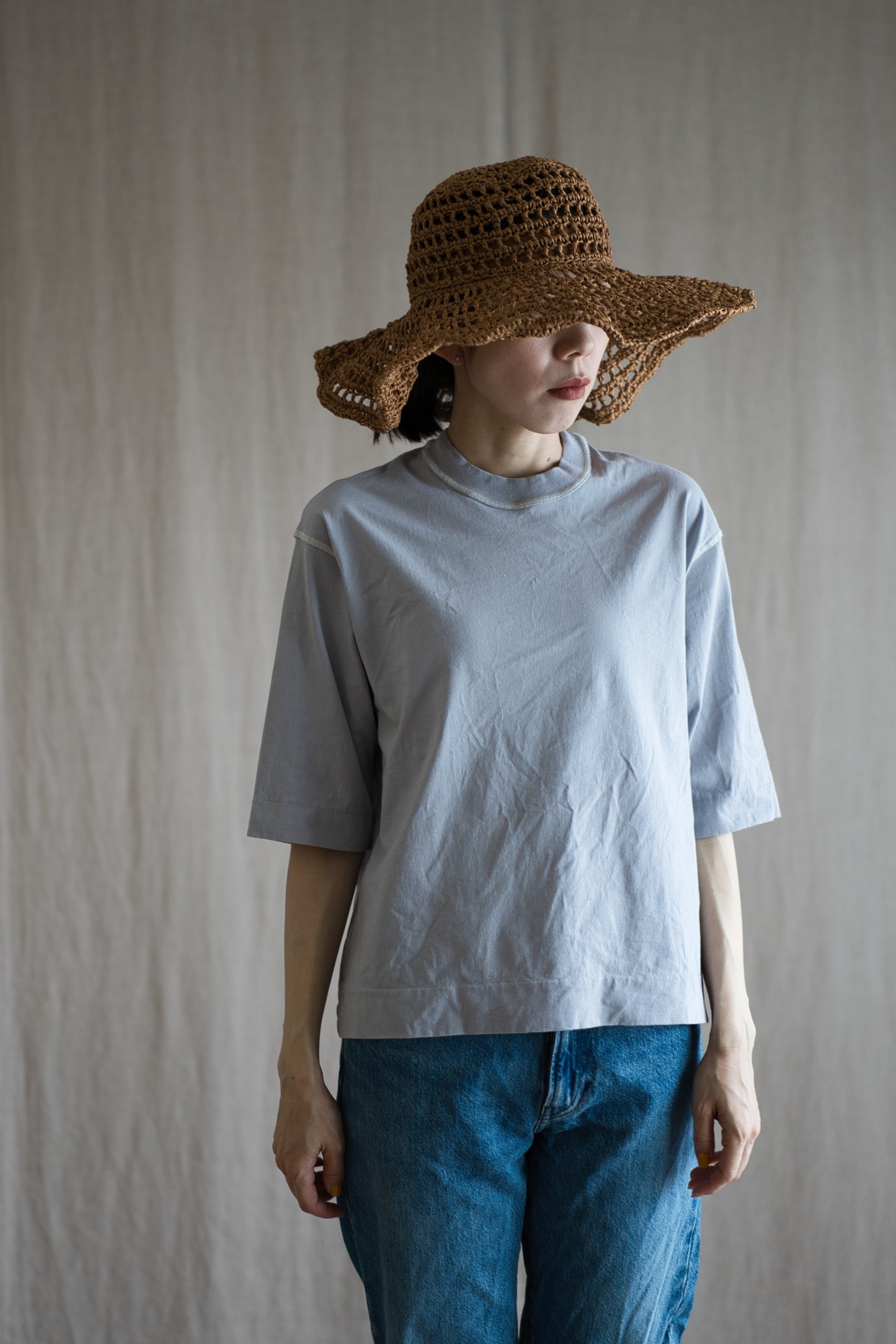 オーガニックコットンリムTシャツ / Organic Cotton Rim T-shirt / Ash Gray