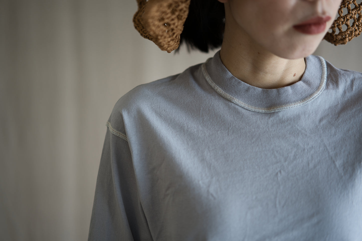 オーガニックコットンリムTシャツ / Organic Cotton Rim T-shirt / Ash Gray