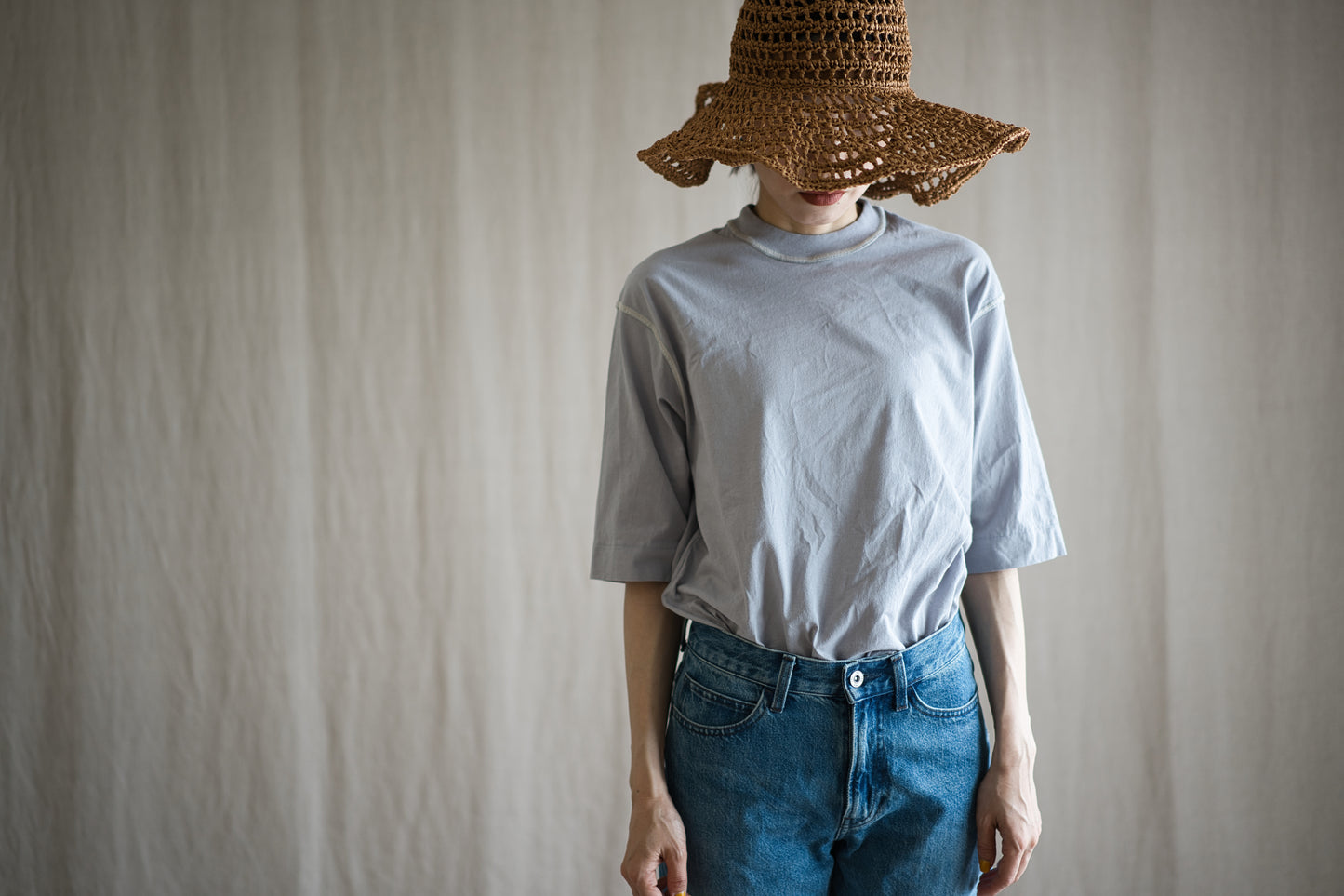 オーガニックコットンリムTシャツ / Organic Cotton Rim T-shirt / Ash Gray