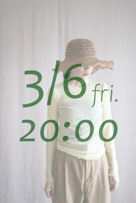 Sheer Rib Crew neck Long-Sleeved T/Lime Yellow