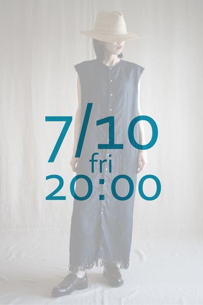 Oxford Linen Fringe Dress/Night Navy