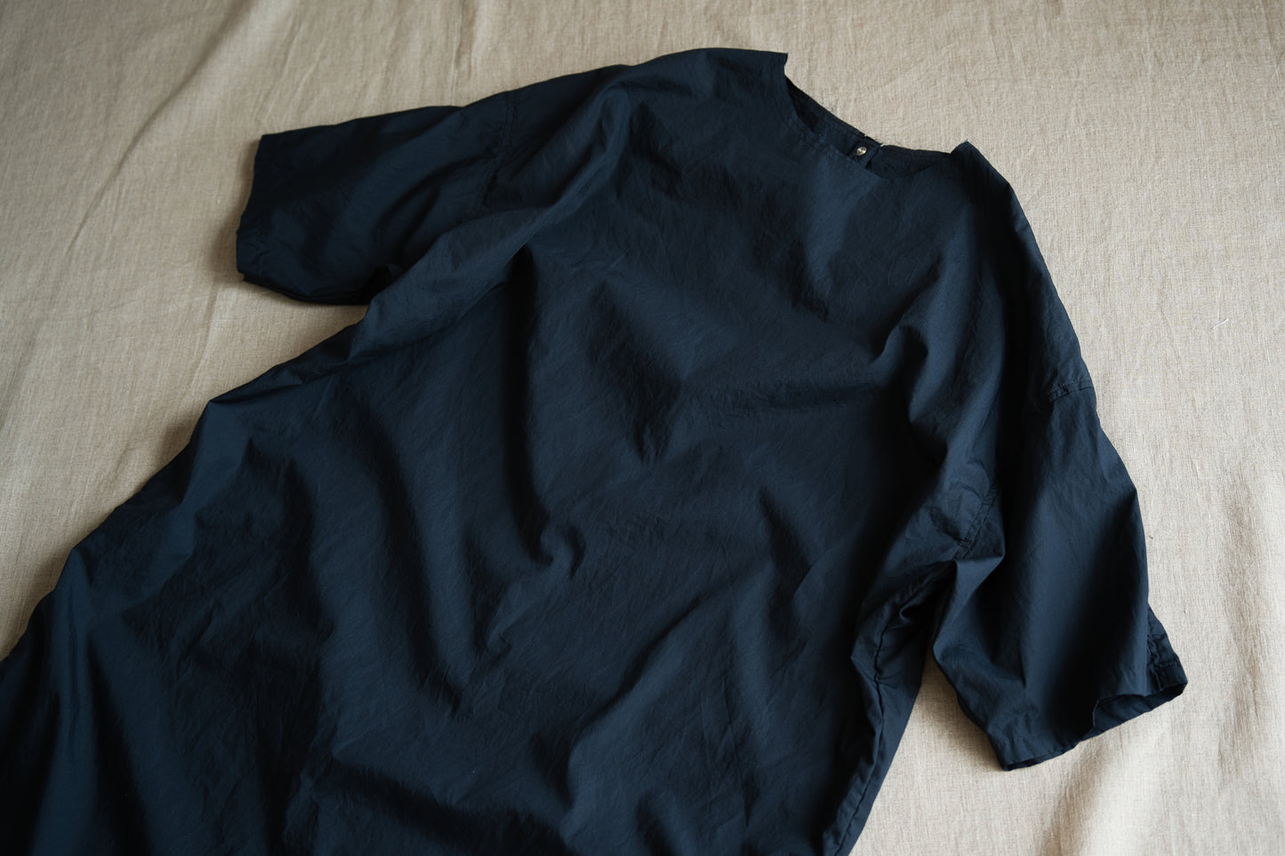 100番手タイプライターワンピース/Superfine cotton dress/Night Navy