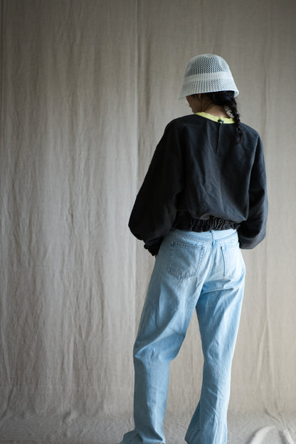 ハード裏毛スウェット/Hard lined sweatshirt/Charcoal gray-Yellow