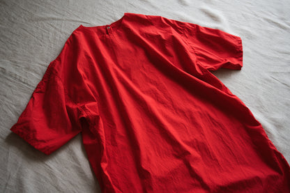 100番手タイプライターワンピース/Superfine cotton dress/Fresh Red