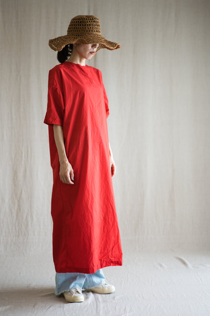 100番手タイプライターワンピース/Superfine cotton dress/Fresh Red