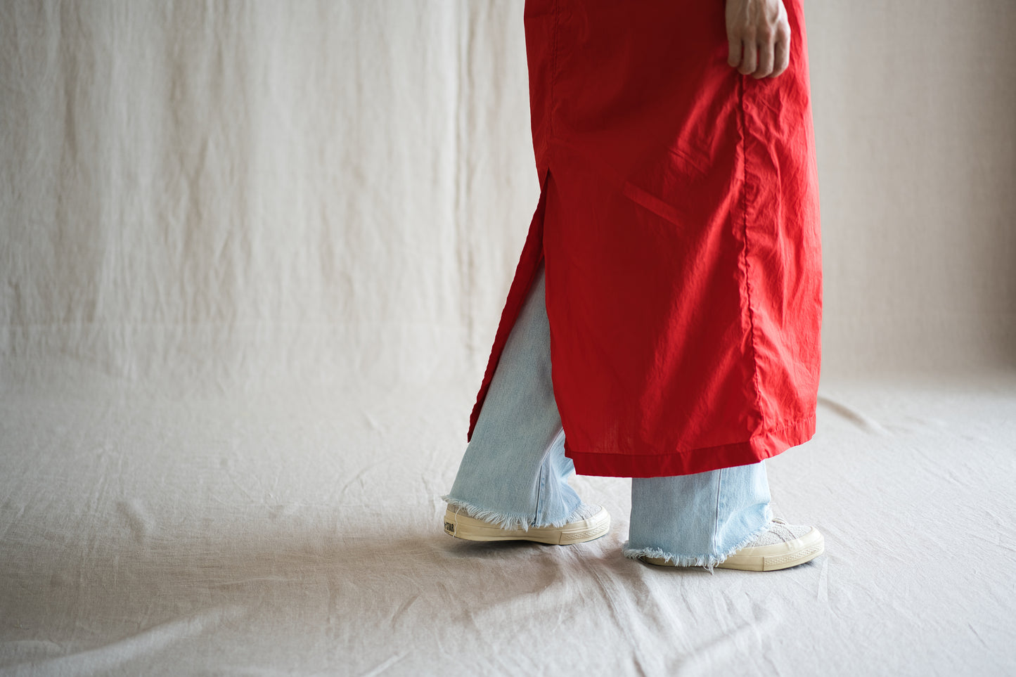 100番手タイプライターワンピース/Superfine cotton dress/Fresh Red
