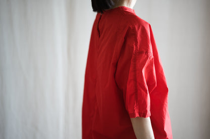 100番手タイプライターワンピース/Superfine cotton dress/Fresh Red
