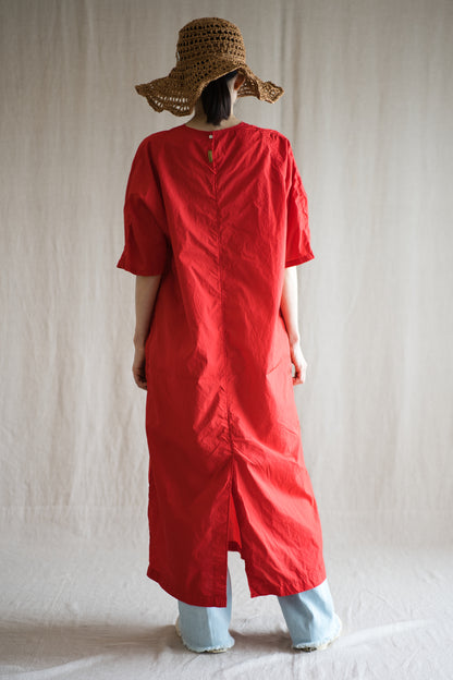 100番手タイプライターワンピース/Superfine cotton dress/Fresh Red