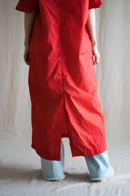 100番手タイプライターワンピース/Superfine cotton dress/Fresh Red