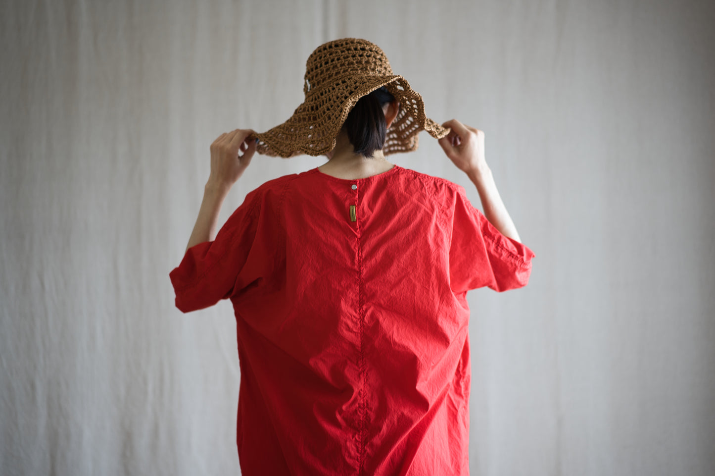 100番手タイプライターワンピース/Superfine cotton dress/Fresh Red