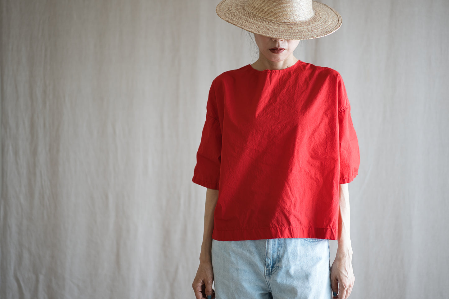 100番手タイプライターTシャツ/Superfine cotton T-shirt/Fresh Red