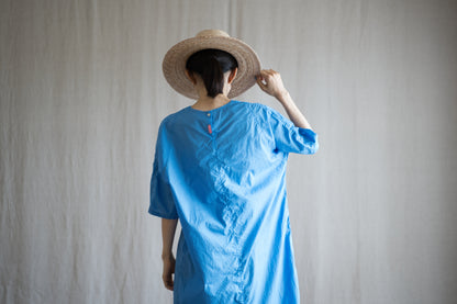 100番手タイプライターワンピース/Superfine cotton dress/Sky Blue