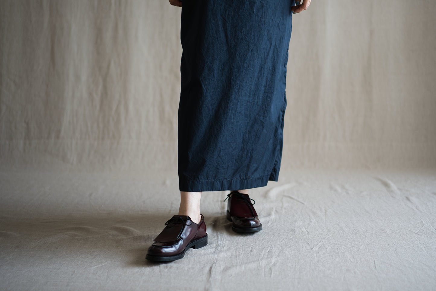 100番手タイプライターワンピース/Superfine cotton dress/Night Navy
