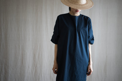 100番手タイプライターワンピース/Superfine cotton dress/Night Navy