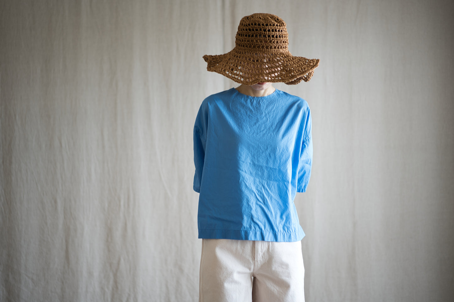 100番手タイプライターTシャツ/Superfine cotton T-shirt/Sky Blue