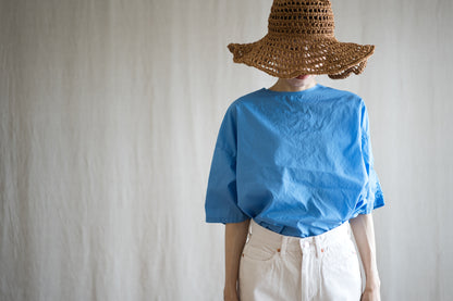100番手タイプライターTシャツ/Superfine cotton T-shirt/Sky Blue