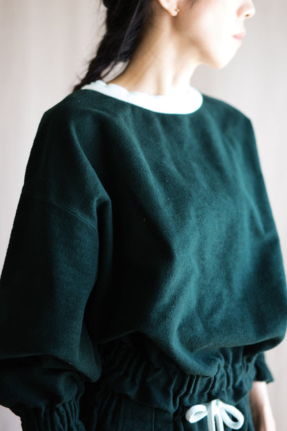 ハード裏毛スウェット/Hard lined sweatshirt/Darkgreen-Lightcyan