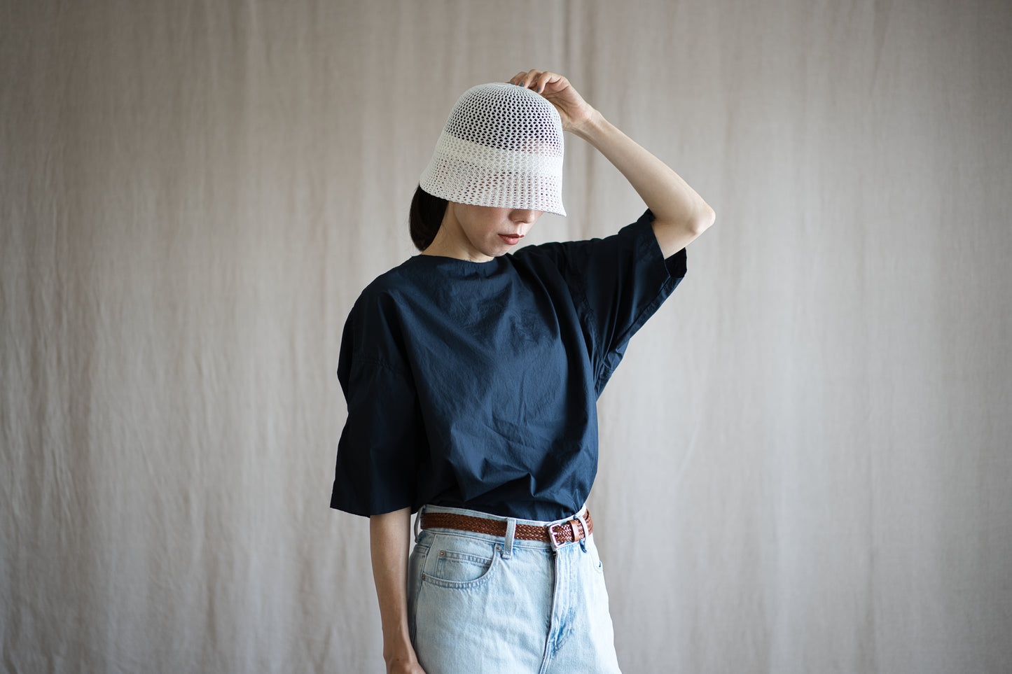 100番手タイプライターTシャツ/Superfine cotton T-shirt/Night Navy