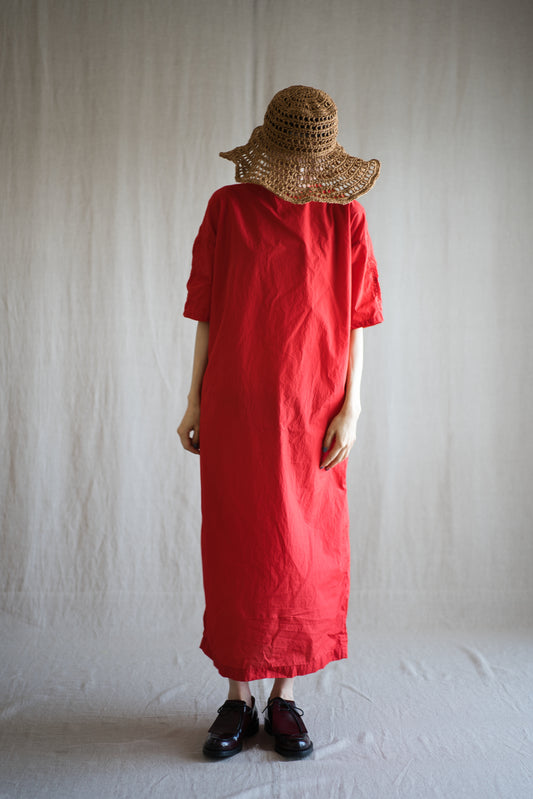 100番手タイプライターワンピース/Superfine cotton dress/Fresh Red