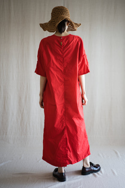 100番手タイプライターワンピース/Superfine cotton dress/Fresh Red