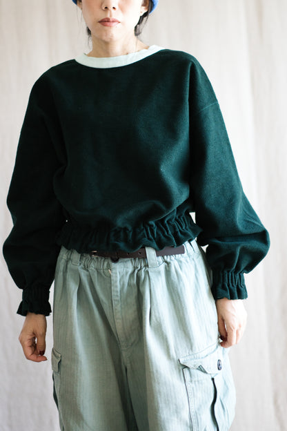 ハード裏毛スウェット/Hard lined sweatshirt/Darkgreen-Lightcyan