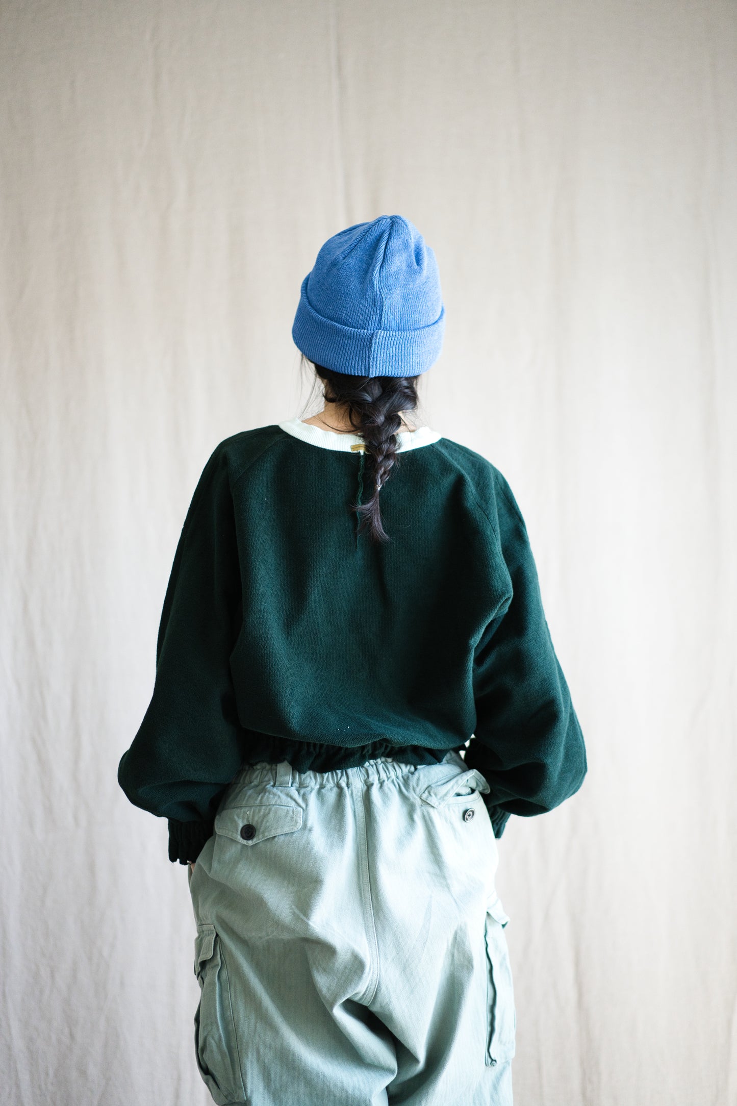 ハード裏毛スウェット/Hard lined sweatshirt/Darkgreen-Lightcyan