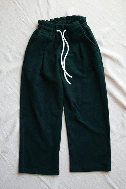 ハード裏毛イージーパンツ/Hard lined loose-fitting pants/Darkgreen-Lightcyan