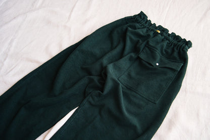 ハード裏毛イージーパンツ/Hard lined loose-fitting pants/Darkgreen-Lightcyan