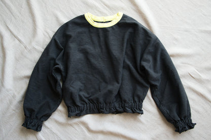 ハード裏毛スウェット/Hard lined sweatshirt/Charcoal gray-Yellow