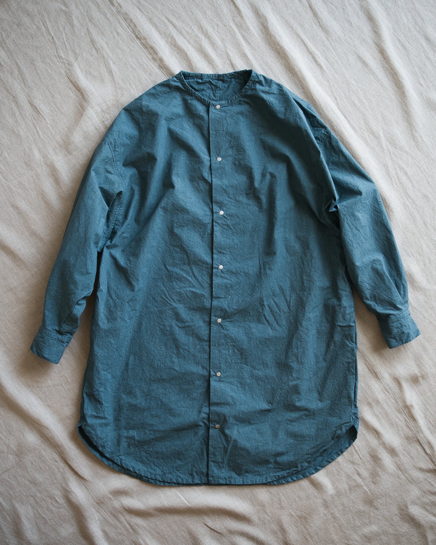 高密度タイプライターコットンシャツ/Typewriter cotton shirts/Gray Navy