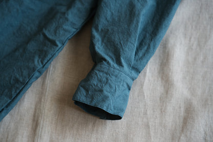 高密度タイプライターコットンシャツ/Typewriter cotton shirts/Gray Navy