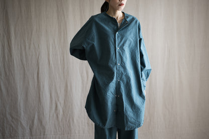 高密度タイプライターコットンシャツ/Typewriter cotton shirts/Gray Navy