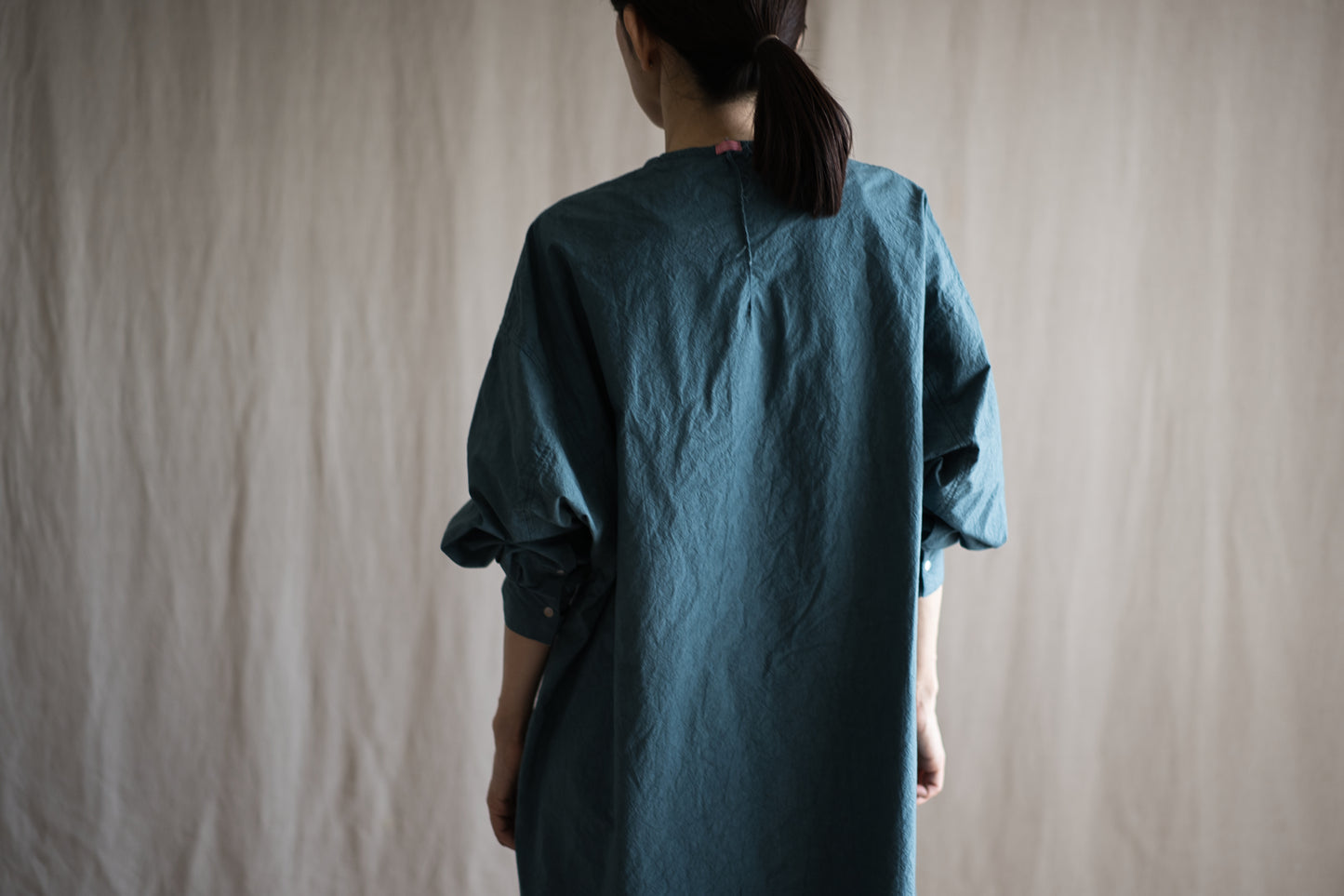 高密度タイプライターコットンシャツ/Typewriter cotton shirts/Gray Navy