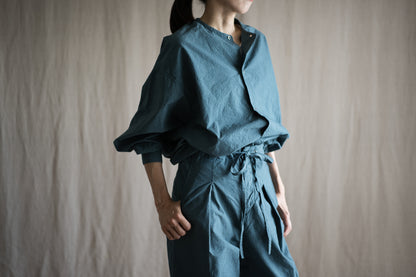 高密度タイプライターコットンパンツ/Typewriter cotton pants/Gray Navy