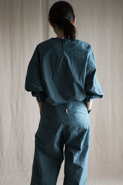 高密度タイプライターコットンシャツ/Typewriter cotton shirts/Gray Navy