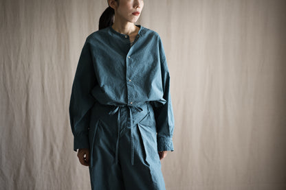 高密度タイプライターコットンシャツ/Typewriter cotton shirts/Gray Navy