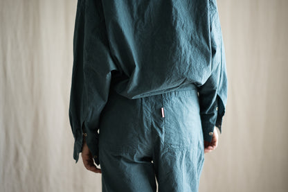 高密度タイプライターコットンシャツ/Typewriter cotton shirts/Gray Navy