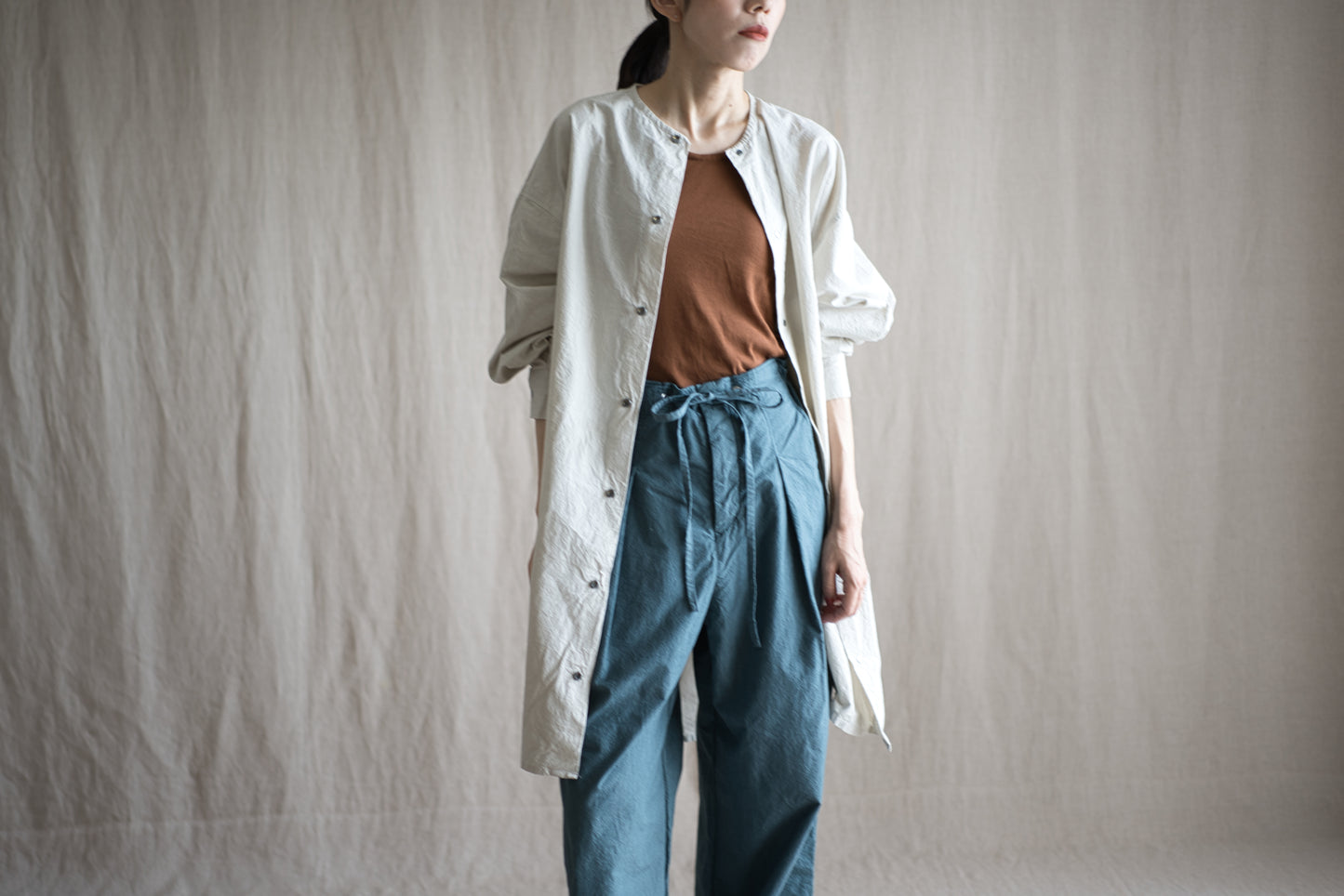 高密度タイプライターコットンシャツ/ Typewriter cotton shirts/Light Gray