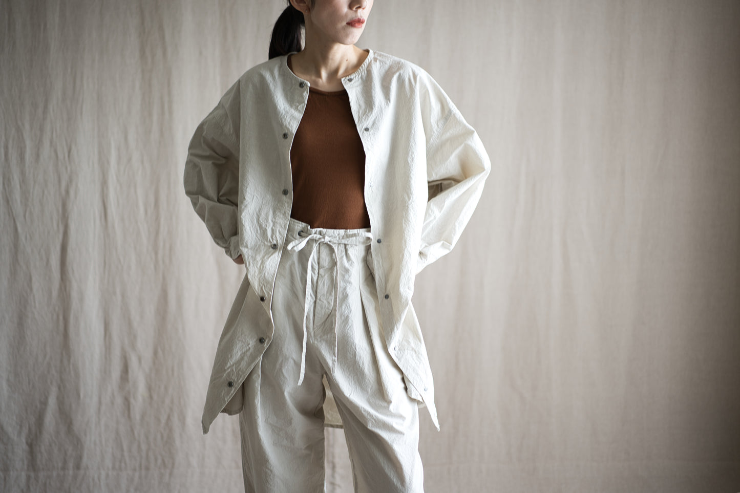 高密度タイプライターコットンシャツ/ Typewriter cotton shirts/Light Gray