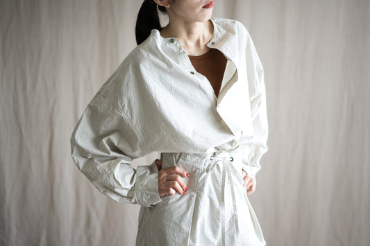 高密度タイプライターコットンシャツ/ Typewriter cotton shirts/Light Gray