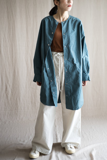 高密度タイプライターコットンシャツ/Typewriter cotton shirts/Gray Navy