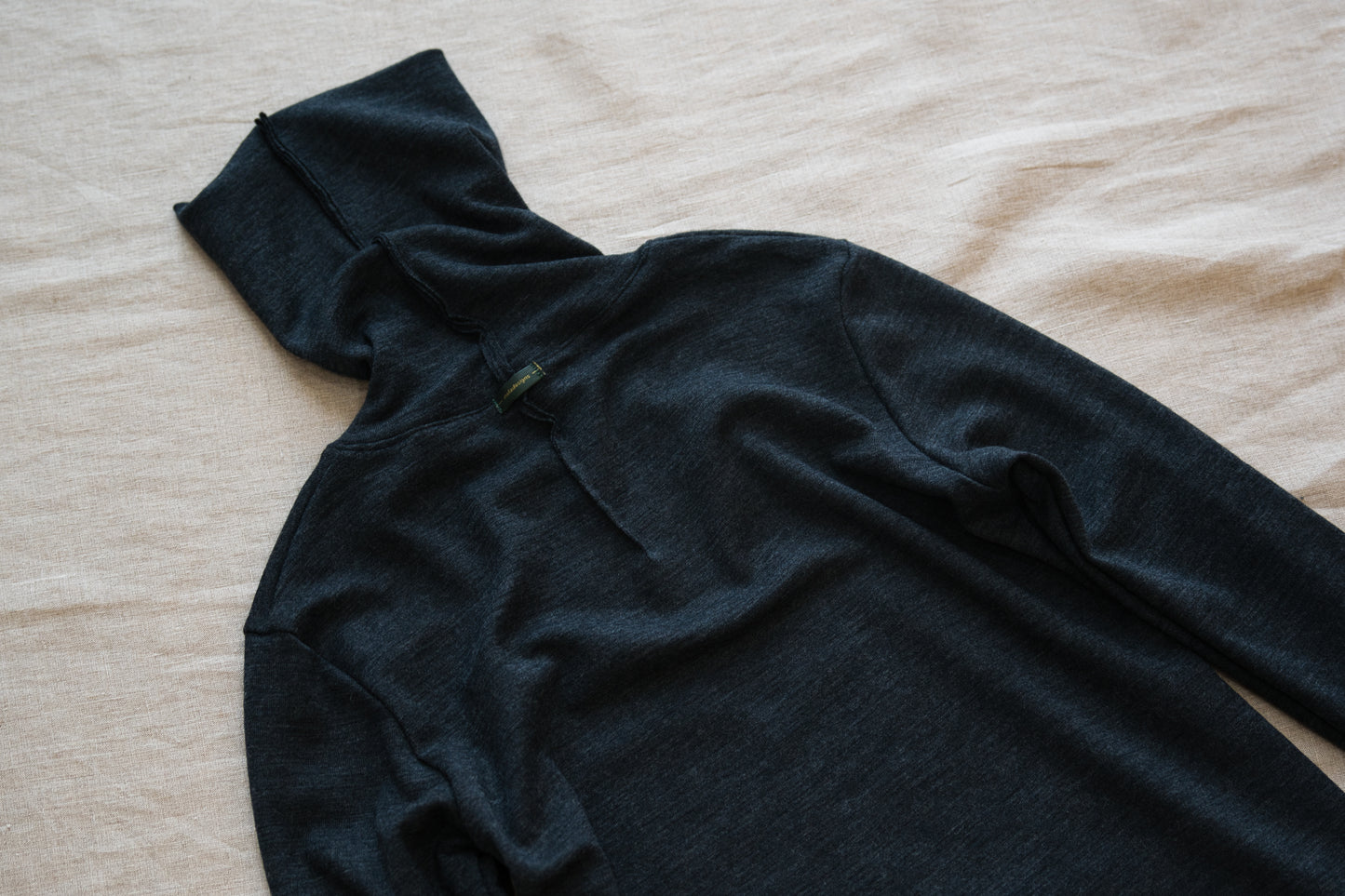 SUPER 100'S WOOL リブタートル/SUPER 100'S WOOL Rib Turtle/Charcoal