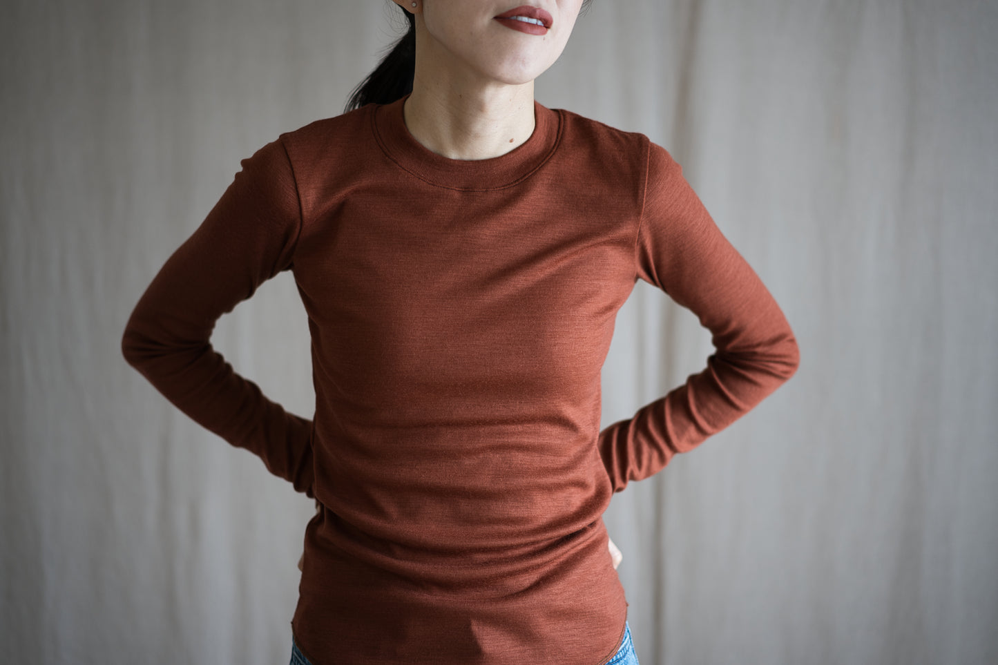SUPER 100'S WOOL リブトップス/SUPER 100'S WOOL Rib Top/Camel