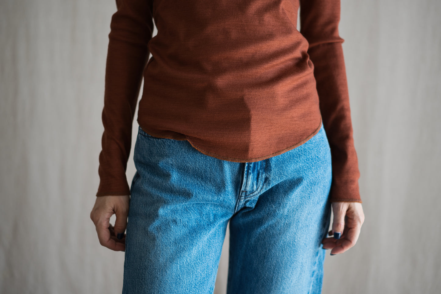 SUPER 100'S WOOL リブトップス/SUPER 100'S WOOL Rib Top/Camel