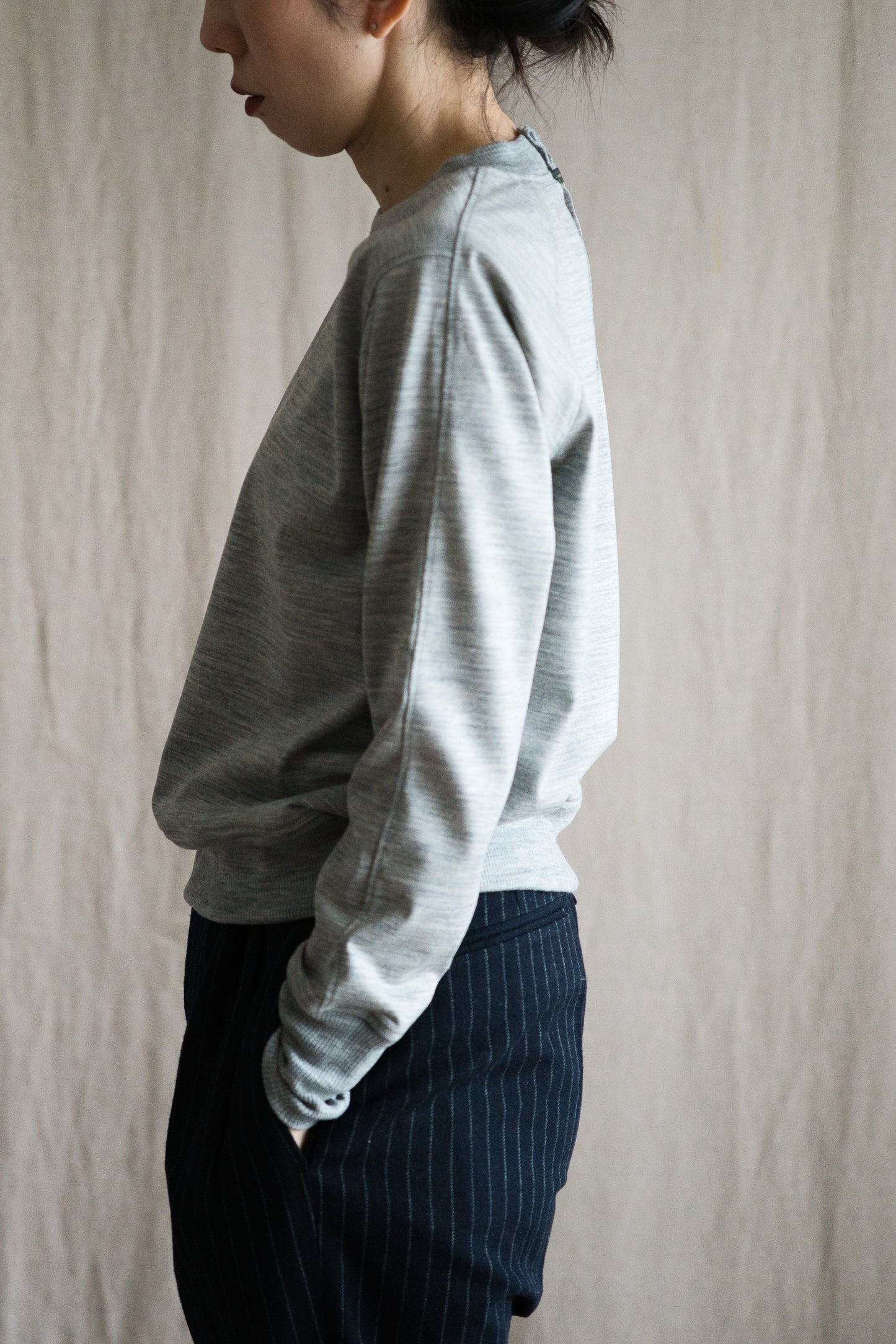 スーペリアウールクルーネック/Superior Wool Crew-Neck/Mottled Light Gray