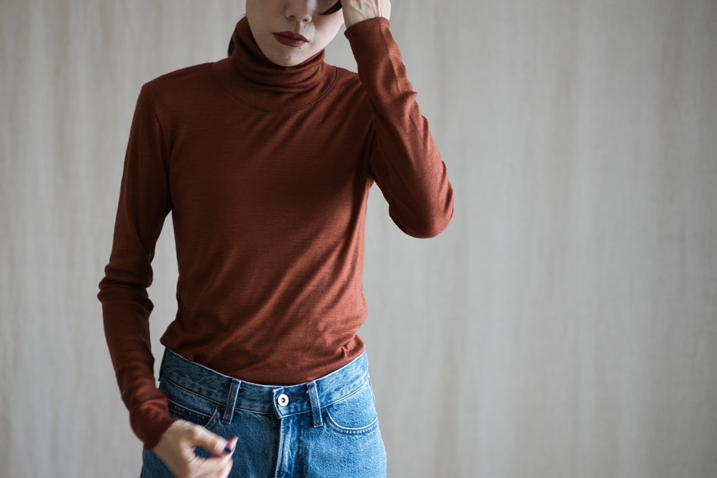 SUPER 100'S WOOL リブタートル/SUPER 100'S WOOL Rib Turtle/Camel